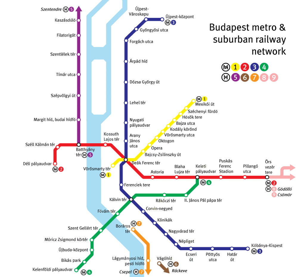 Plan du métro de Budapest en Hongrie